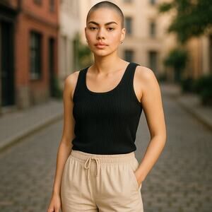 Women’s Ribbed Cropped Black Tank Top small